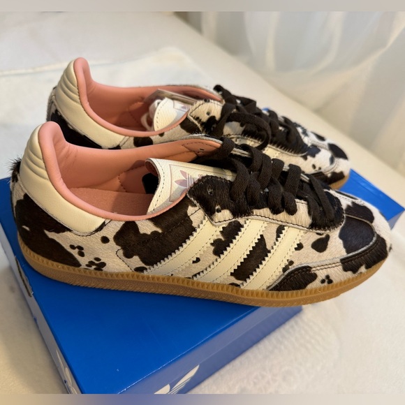 ADIDAS SAMBA OG Cow Print size 8 Women Sneaker Animal Print Style Gum Sole NWT - Picture 14 of 17